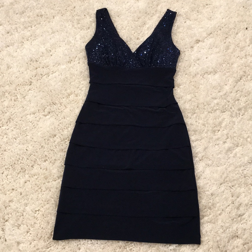 Navy Sequin Formal Dress